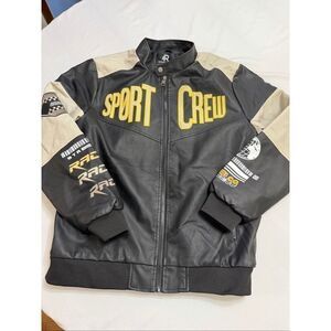 Refinery Republic Black Yellow Bomber Jacket Sport Racing Streetwear Men’s Large